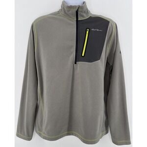 Eddie Bauer First Ascent Fleece Jacket Men's L Light Gray 1/4 Zip Pullover